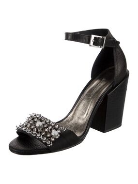 RACHEL COMEY Coppa Beaded Block Heel Sandals | Statement | Black Embellished 7.5
